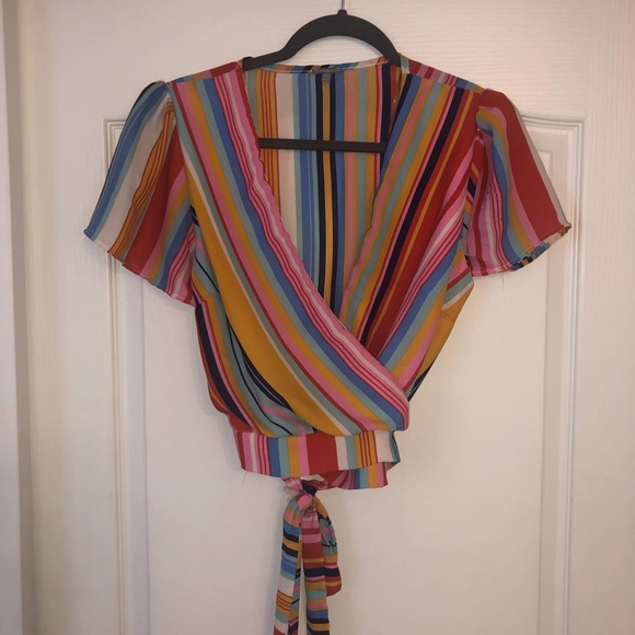 Colorful Wrap Top - Picture 3 of 3